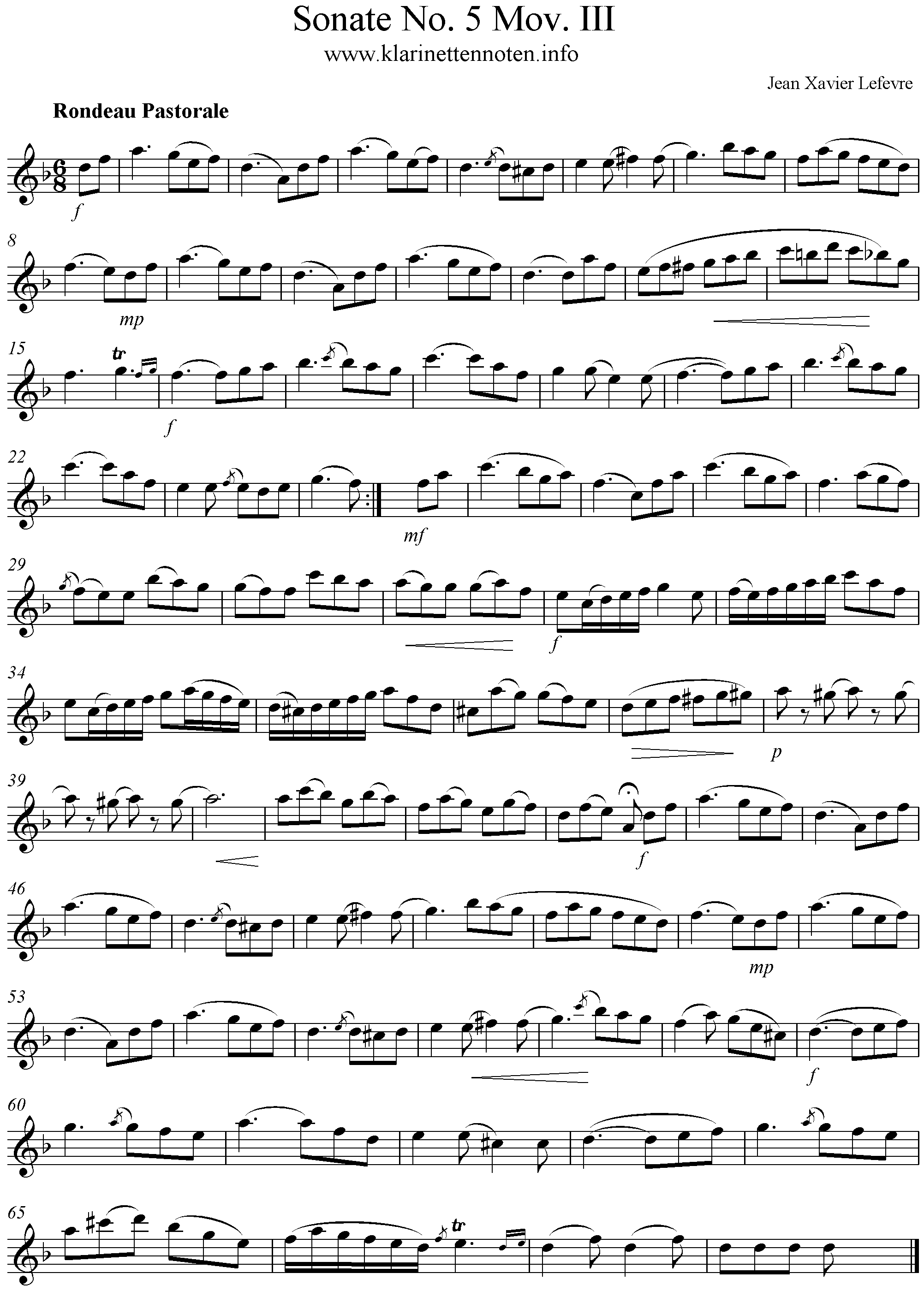 Lefevre Sonata No. 5 Mov. III Rondo pastorale
